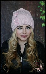 Вязаная шапка «Pearl» (св.пудра)