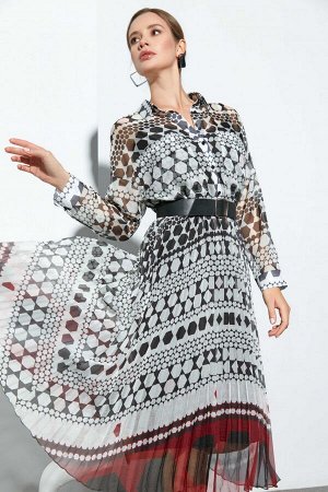 Платье ПЛАТЬЕ ЖЕНСКОЕ 80701
Платье в стиле smart casual выполнено из почти невесомого шифона с оригинальным дизайнерским принтом. Модель свободного силуэта, с эластичной лентой в талиевом шве. На лифе