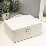 Шкатулка кожзам для украшений &quot;Цветочное кружево&quot; белая 9,5х16х22 см
