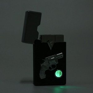 Командор Зажигалка с подсветкой &quot;Револьвер&quot; в подарочной коробке, пьезо, газ  микс