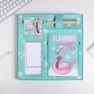 Большой канцелярский набор Flamingo winter