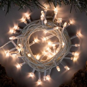 Luazon Lighting Гирлянда «Нить» 5 м, IP20, белая нить, 50 LED, свечение тёплое белое, 8 режимов, 220 В