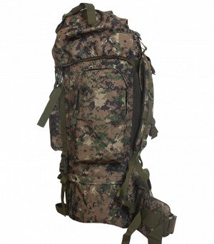 Большой рюкзак для мужчин камуфляжа Digital Woodland (75 л) (CH-053) - Есть место для крепления внешнего снаряжения (спальника, тента, палатки). Лямки регулируют объем рюкзака. Спина со смягчающими по