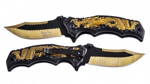 Нож с драконом Dark Side Blades Spring Assisted DS-A058 Gold (США) (Уникальный шанс купить редкий дизайнерский нож от производителя. Ограниченное количество по входящей цене!) №1099