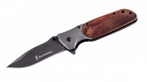 Складной туристический нож Browning A338 (Удобный, надежный и солидный складной нож для охоты, туризма и походов. Хорошая углеродная сталь держит заточку при длительной эксплуатации. Специальная цена