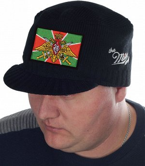 Мужская вязаная кепка Miller Way с флагом Пограничных войск – недорогой и удобный головной убор для сильных духом