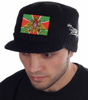 Осенне-зимняя мужская шапка Miller Way с символикой Пограничных войск РФ – презентабельный и теплый головной убор машинной вязки