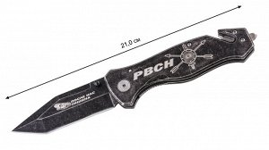 Складной нож РВСН с гравировкой - аварийно-спасательный со стеклобоем и стропорезом (6-C) №1062