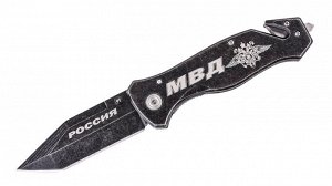 Тактический нож "МВД" - функциональный нож в подарок полицейскому с символикой МВД, стеклобоем. Клинок типа танто, сталь - 440. (C-19) №1151