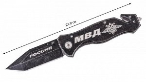Тактический нож "МВД" - функциональный нож в подарок полицейскому с символикой МВД, стеклобоем. Клинок типа танто, сталь - 440. (C-19) №1151