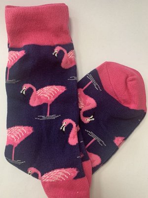 Носки с принтом фламинго муж. синий с розовым (р.39-45)