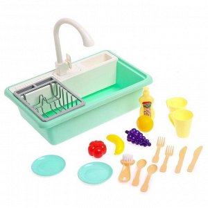Игровой набор «Кухонька» с продуктами и посудой, бежит вода из крана