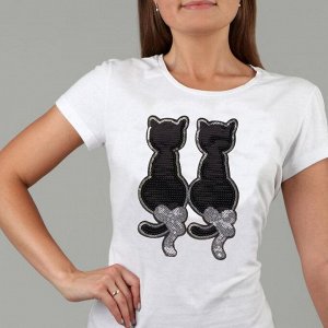 Термоаппликация «Коты», с пайетками, 14,5 * 21,5 см, цвет чёрный