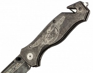 Универсальный складной нож аварийно-спасательный с гравировкой для рыбаков и охотников №1071