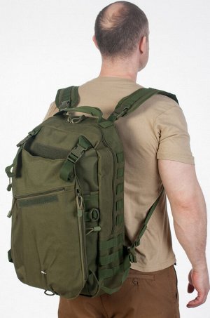 Рейдовый рюкзак хаки-олива (15-20 л) (CH-070) №30 - Удобный рюкзак для однодневных переходов, активного отдыха, походов, охоты, рыбалки и города. Водонепроницаемая износостойкая нейлоновая ткань 600D