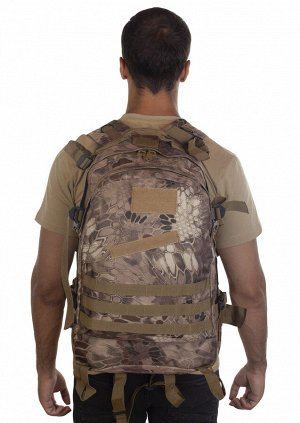 Лучший тактический рюкзак камуфляжа Krуptek (40 л) (CH-027) №113 - Боковые стяжки на фастексах по бокам (по две штуки с каждой стороны). Широкие лямки анатомической формы со специальным наполнителем и