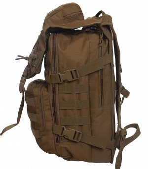 Тактический армейский рюкзак на 30-35 л (хаки-песок) (CH-059) №118 - Система MOLLE/PALS, эластичные шнуры на крышке удобны для внешнего крепления бутылки с водой, подсумков, брелков, патчей, других ак