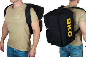 Дорожная черная сумка-рюкзак с нашивкой ВКС - практическое применение весьма разнообразно, ОТЛИЧНЫЙ подарок мужчине! №9