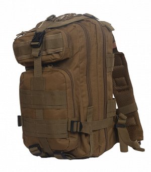 Удобный штурмовой рюкзак хаки-песок (15-20 л) (CH-013) №144 - Эргономичные плечевые лямки шириной около 5 см, регулируются по длине. Рюкзак оснащен плотной демпферной спинкой с вентиляционной системой