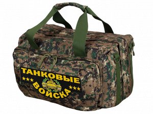 Армейская дорожная сумка с нашивкой Танковые Войска - СУПЕР вместительность, надежная ткань, камуфляж MARPAT Digital Woodland!