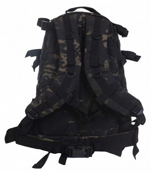 Крутой штурмовой рюкзак камуфляжа Black Multicam (30 л) (CH-027) №126 - На лицевой, нижней и боковых сторонах корпуса рюкзака имеются нашитые MOLLE-стропы для крепления дополнительного снаряжения. Све