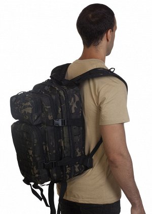 Лучший тактический рюкзак камуфляжа Black Multicam (30 л) (CH-071) №101 - Удобные регулируемые лямки имеют вертикальные крепежные ремни, одно D-образное кольцо для крепления дополнительного оборудован