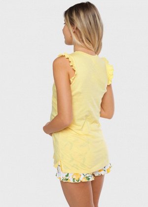 Пижама (майка, шорты) для беременных и кормления "Лия"; желтый