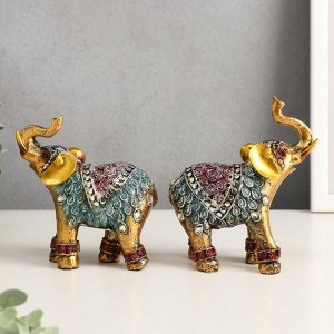 Сувенир "Слоны в попоне с розами", набор из 2-х шт