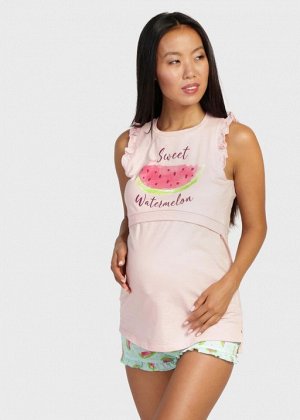 Пижама (майка, шорты) для беременных и кормления "Лия"; арбузы