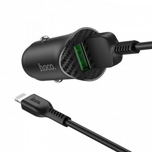 Автомобильный адаптер Hoco Z39 на 2 USB с кабелем Lightning