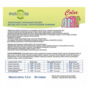 Стиральный порошок для цветного белья с растительными энзимами Molecola