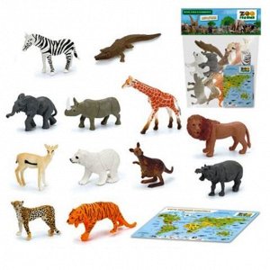 Zooграфия. Набор "Животные" с картой обитания внутри (12 шт в наборе) арт.200661720/9813