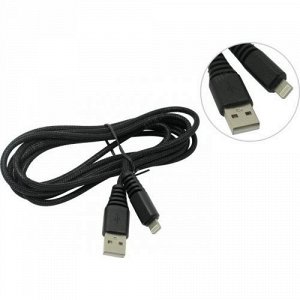 Дата-кабель USB - 8-pin для Apple, "карбон", экстрапрочн., 2.0 м, до 2А, черный (iK-520n-2)