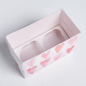 Коробка на 2 капкейка «Любви», 16 х 8 х 10 см