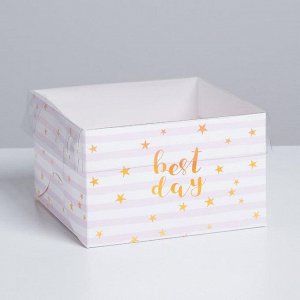 Коробка на 4 капкейка Best day, 16 х 16 х 10 см