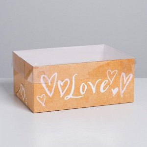 Коробка на 6 капкейков "Love" 16 х 23 х 10 см.