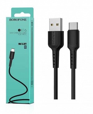 Кабель USB - TypeC BOROFONE BX16 Easy (черный) 1м