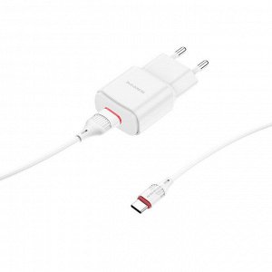 Сетевой адаптер питания BOROFONE BA48A 1USB 2.1A + кабель Type-C (белый)