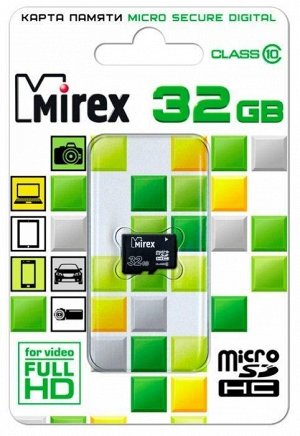 Micro SDHC карта памяти 32ГБ Mirex Class 10 (13612-MC10SD32)