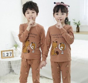 Детская пижама с принтом "Кот и зеркало"