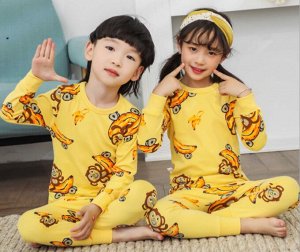 Детская пижама с принтом "Бананы и обезьянки"