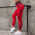 Леггинсы женские спортивные, красные, принт &quot;Life style&quot;