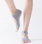 Носки для йоги и фитнеса, серые, со стопперами