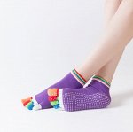 Носки для йоги, фиолетовые, с яркими пальчиками
