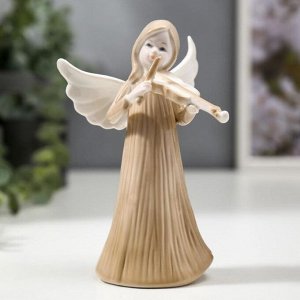 Сувенир керамика "Ангел-девочка в длинном платье, со скрипкой" 14,7х6,3х8,7 см