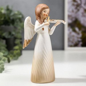 Сувенир керамика "Девочка-ангел в платье-волна со скрипкой" 17.4х6.8х8.3 см