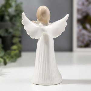 Сувенир керамика "Ангел-девочка в длинном платье, с лирой" 14,7х6,3х8,7 см