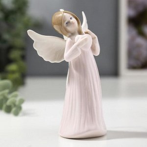 Сувенир керамика подвеска "Ангел-девочка в длинном платье, с сердцем в руке" 12,4х5,2х7,6 см   40594