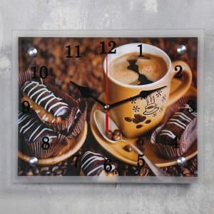 Часы настенные, серия: Кухня, "Кофе с пирожным", 20х25  см, в ассортименте