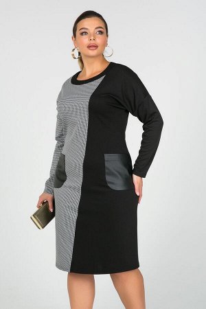 Платье Росси №1.Цвет:черный/гусиные лапки